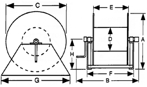 Duro 2900 Hand Rewind Reels - Dimensions legend